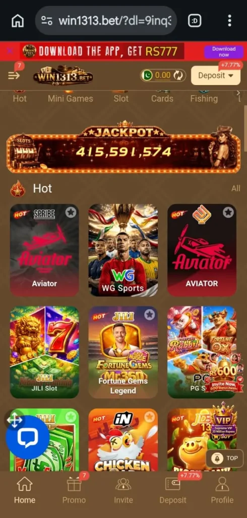 win1313 game lobby image