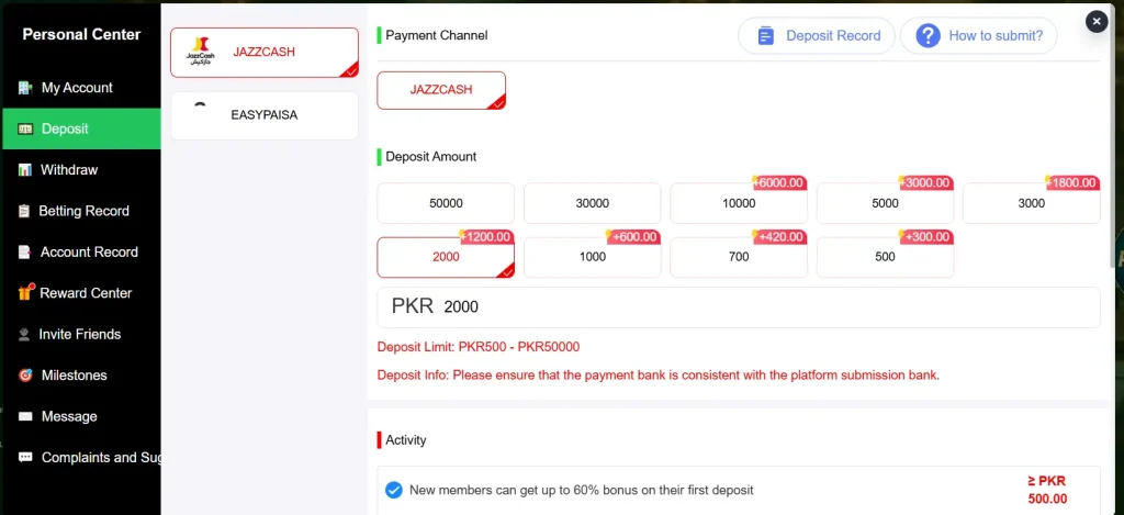 deposit method